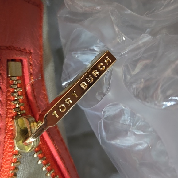 Tory Burch Orange Leather Tote Bag With Crossbody Strap - Picture 9 of 10